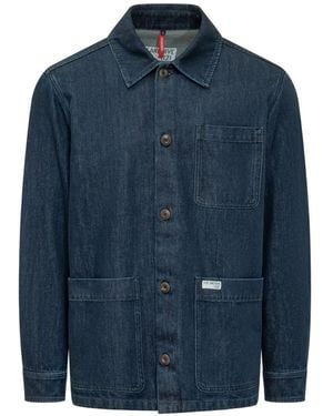 Fay Logo-Patch Overshirt - Blue