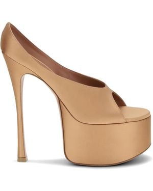 AMINA MUADDI Anok Plateau Satin Pumps - Natural