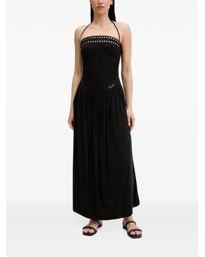 Liu Jo Robe Longue À Dos Nu À Ornements De Clous - Black