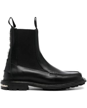 Toga Virilis Charm-Detail Ankle Leather Boots - Black