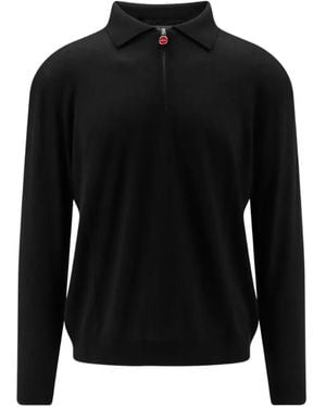 Kiton Quarter-Zip Long-Sleeve Polo Shirt - Black