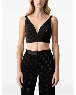 Trussardi Haut Crop À Ornements De Perles - Black