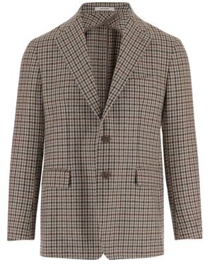 Tagliatore Check Wool Blazer - Brown
