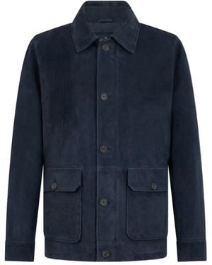 Brooks Brothers Button-Fastening Suede Overshirt Jacket - Blue