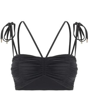 MAISON ANANA Ruched Tie-Strap Bikini Top - Black