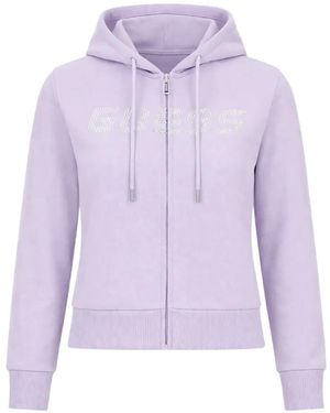Guess Embellished Zip-Up Hoodie - Purple