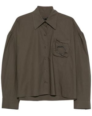 OPEN YY Bead-Embellished Cropped Shirt - Brown