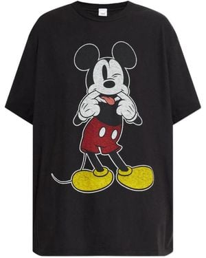 RE/DONE Camiseta Silly Mickey Mouse - Negro
