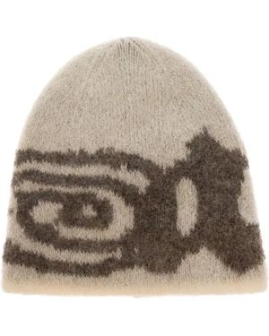 ROA Logo-Intarsia Mohair-Blend Beanie Hat - Natural