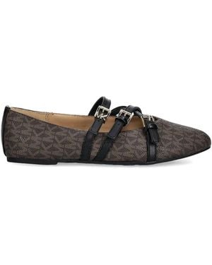 MICHAEL Michael Kors Monogram-Pattern Buckled Ballet Flats - Black