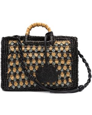 Isla Bolso con asa de bambú - Negro