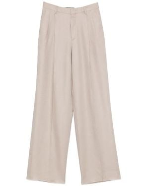 Tagliatore Ebony Pleated Linen Trousers - White