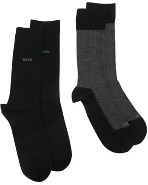 BOSS Logo-Detail Socks (Pack Of Two) - Black