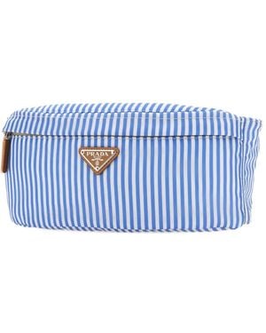 Prada Striped-Pattern Belt Bag - Blue