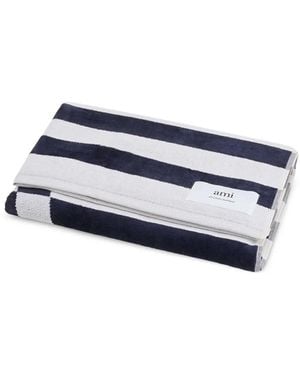 Ami Paris Cotton Ami De Coeur Beach Towel - Blue