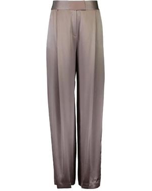 The Sei Pleated Satin Trousers - Brown