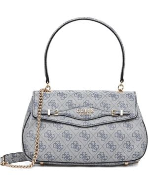 Guess Monogram-Pattern Chain Satchel Bag - Grey