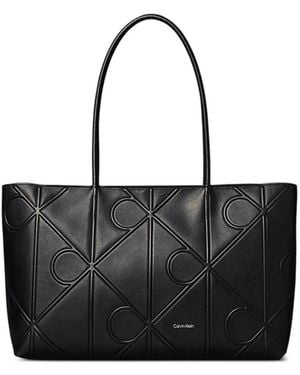 Calvin Klein Monogram-Embossed Tote Bag - Black