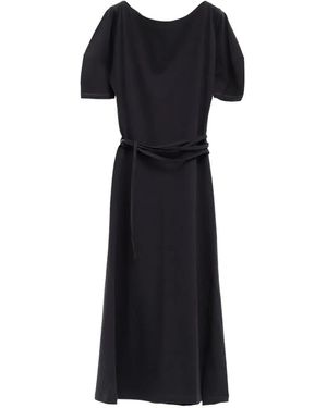 Lemaire Off-Shoulder Tie-Waist Midi Dress - Black