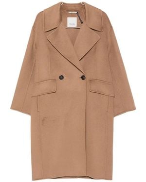 Max Mara Double-Breasted Notched-Lapel Coat - Natural