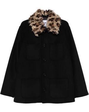 MSGM Faux-Fur Collar Jacket - Black