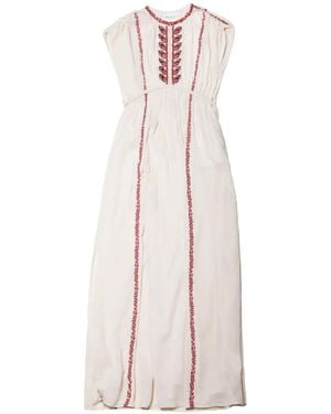 Isabel Marant Liviane Embroidered Rope-Belt Dress - White