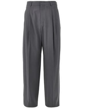 Emporio Armani Pleated Virgin-Wool Trousers - Grey