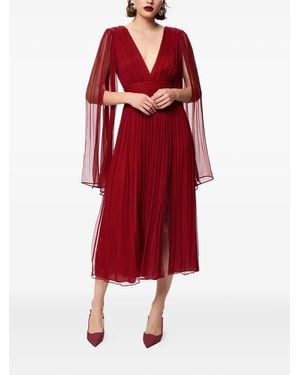 Framboise Enrica V-Neck Silk Midi Dress - Red