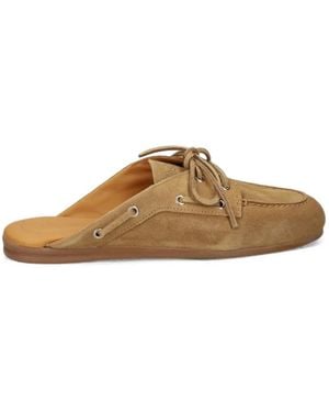 POSA Lace-Up Backless Mules - Brown