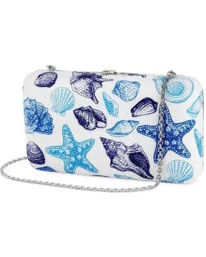 Judith Leiber Seashell-Print Crystal-Embellished Clutch Bag - Blue