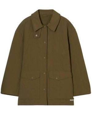 Closed Quilted Pockets Jacket - Green