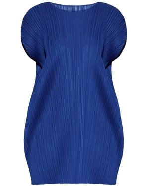 Pleats Please Issey Miyake July Pleated Mini Dress - Blue