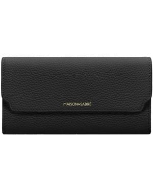 Maison De Sabre Flap Leather Long Wallet - Black