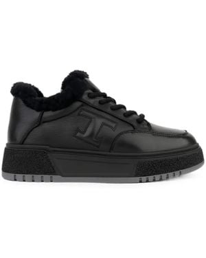 Linda Baumann Shearling-Trim Platform Trainers - Black