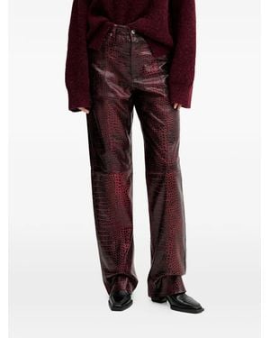 Gestuz Hose mit Kroko-Optik - Rot