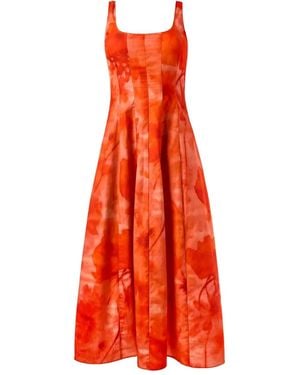 Alejandra Alonso Rojas Darted-Seams Print Midi Dress - Red