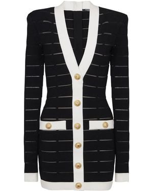 Balmain Short Dress Con Decorazione - Blu