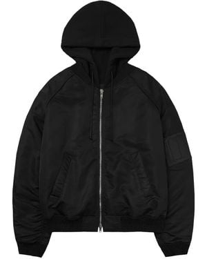Juun.J Hooded Bomber Jacket - Black