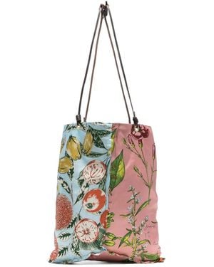 Manipuri Floral-Motif Tote Bag - White