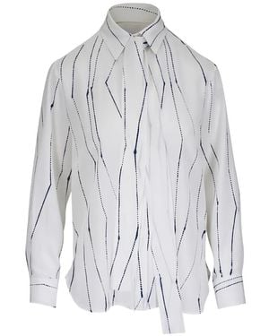 Kiton Tie Striped Blouse - White