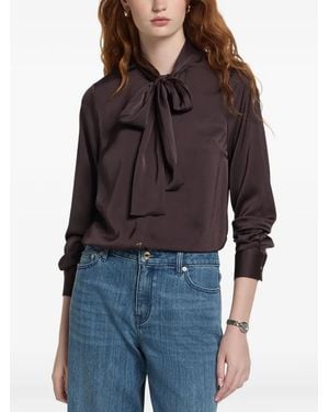 Michael Kors Satin Tie-Neck Blouse - Brown