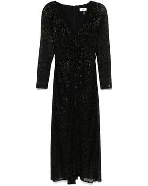 Nissa Polka-Dot Tulle Midi Dress - Black