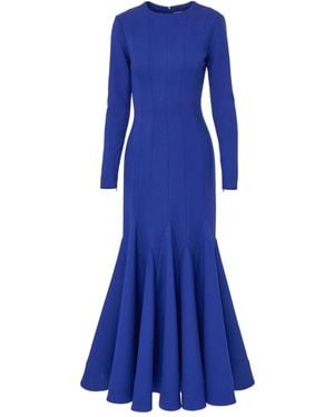 Carolina Herrera Floral-appliqué wool dress - Blau