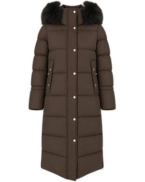Moorer Fur-Trim Hooded Puffer Jacket - Brown