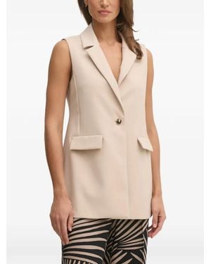 Joseph Ribkoff Button Tab Sleeveless Top - Natural