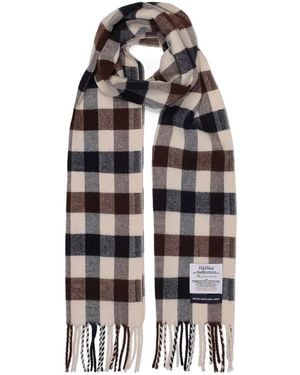 Aquascutum Macro Club Check Tasseled Scarf - White