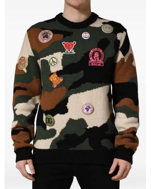 Dolce & Gabbana Pullover Mit Camouflage-Intarsie Und Patch - Schwarz