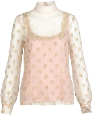 Valentino Garavani Floral-Print High-Neck Blouse - Pink