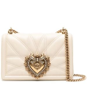 Dolce & Gabbana Devotion Medium Leather Shoulder Bag - Natural