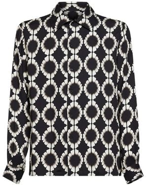 Laneus Geometric-Print Shirt - Black